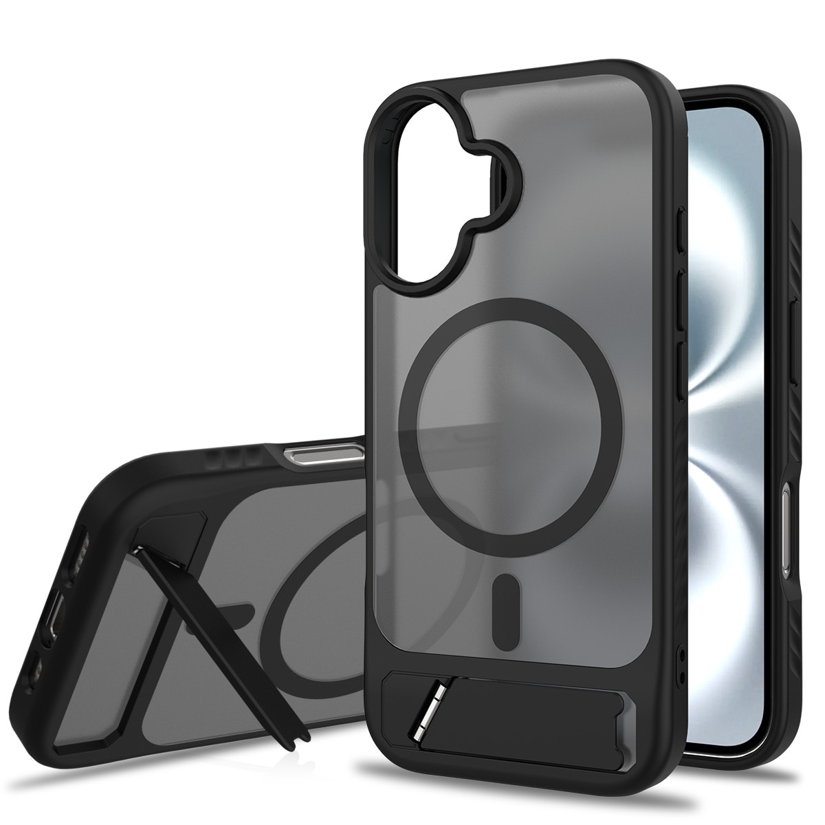 Magnetiskt Skal med Ställ iPhone 16 Svart
