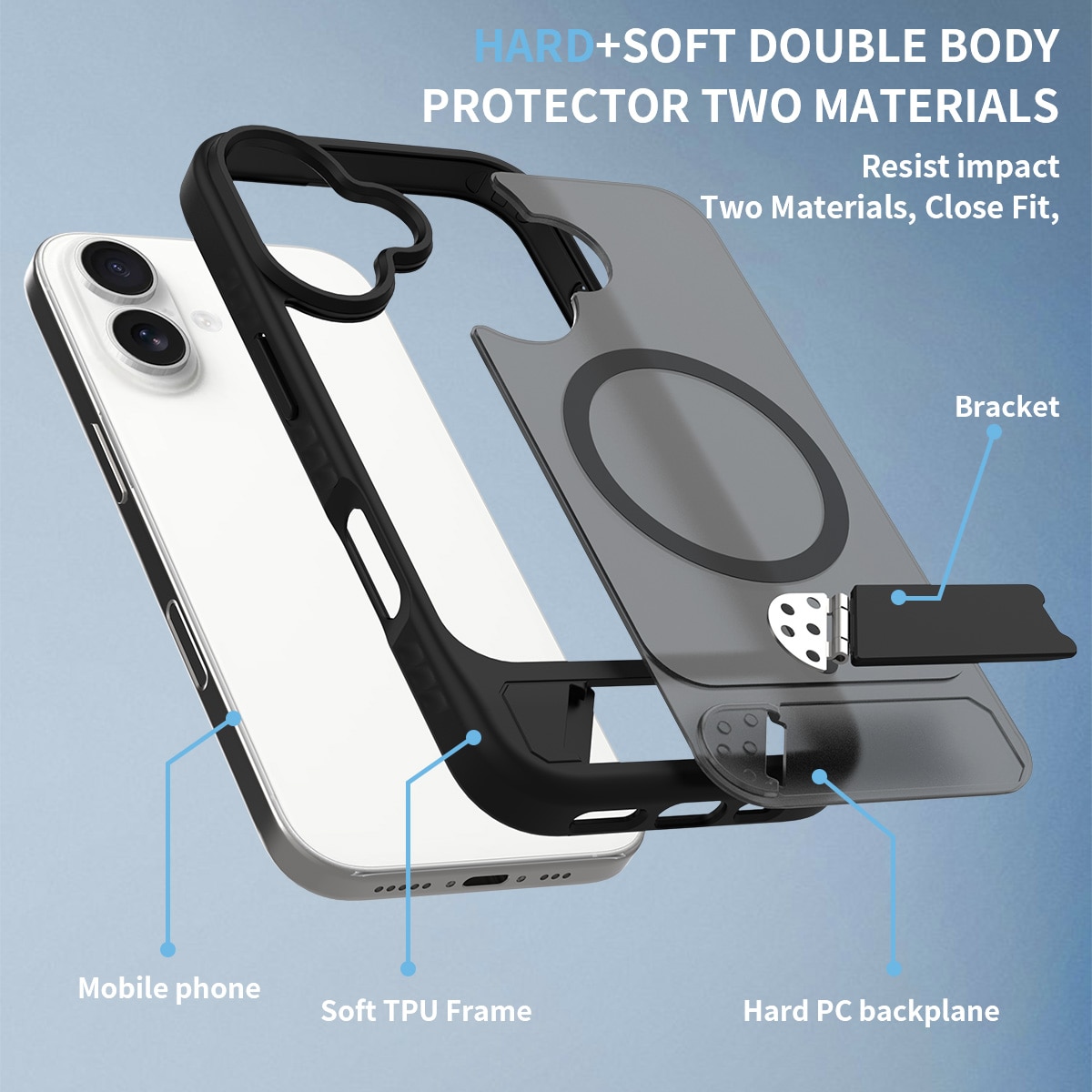 Magnetiskt Skal med Ställ iPhone 16 Svart