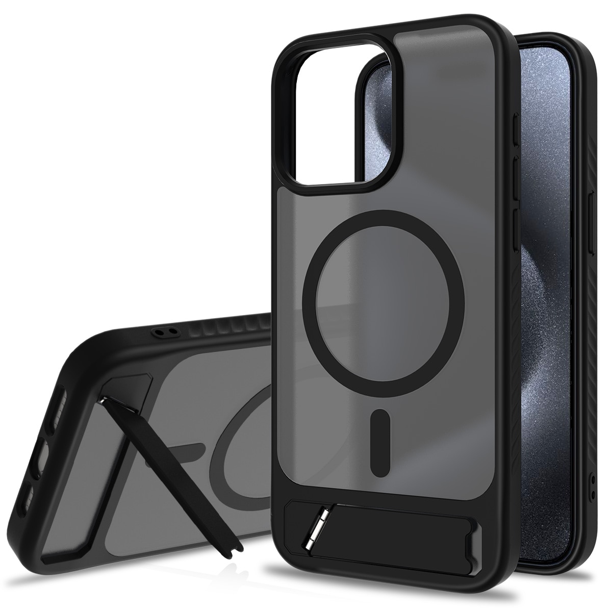 Magnetiskt Skal med Ställ iPhone 15 Pro Max Svart