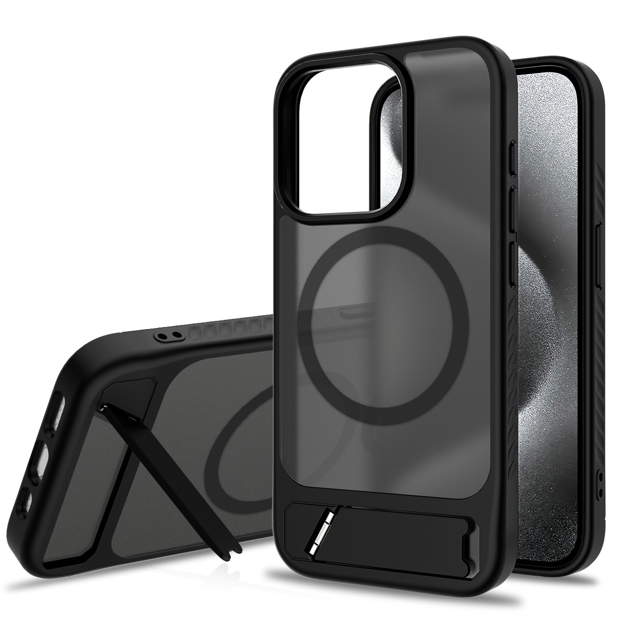 Magnetiskt Skal med Ställ iPhone 15 Pro Svart