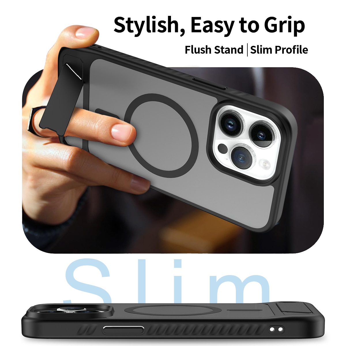 Magnetiskt Skal med Ställ iPhone 14 Pro Max Svart