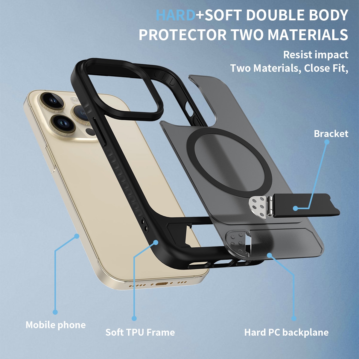 Magnetiskt Skal med Ställ iPhone 13 Pro Svart