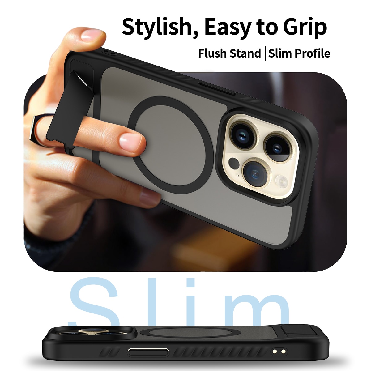 Magnetiskt Skal med Ställ iPhone 13 Pro Svart