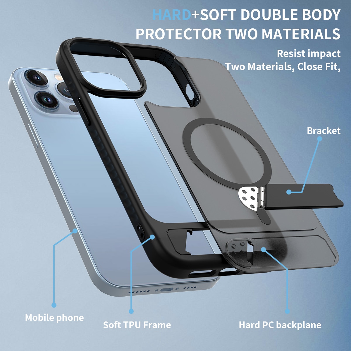 Magnetiskt Skal med Ställ iPhone 13 Pro Max Svart