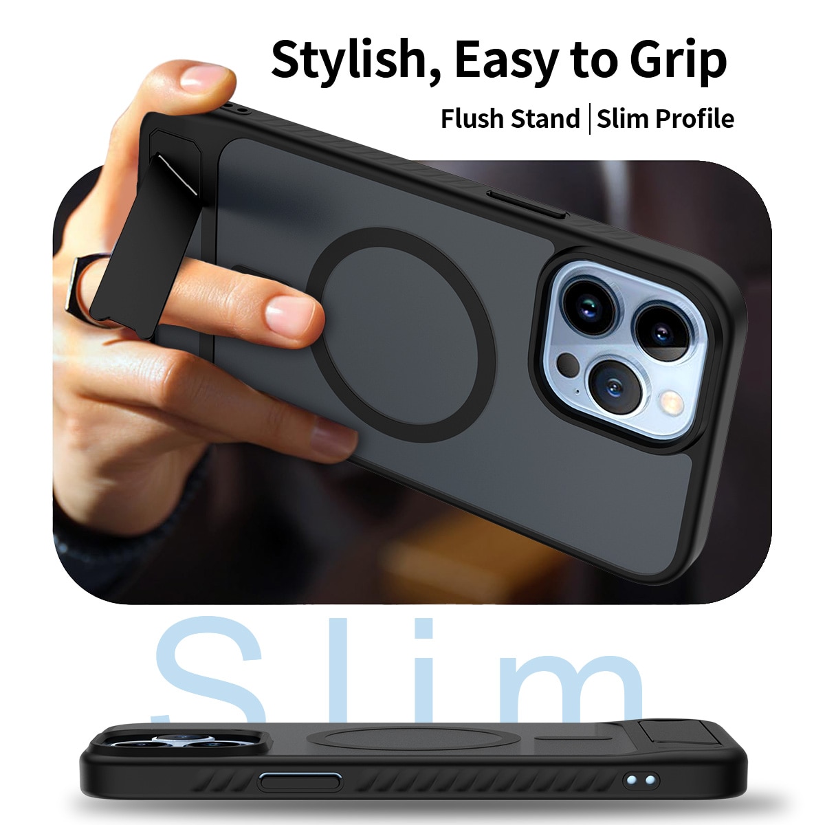 Magnetiskt Skal med Ställ iPhone 13 Pro Max Svart