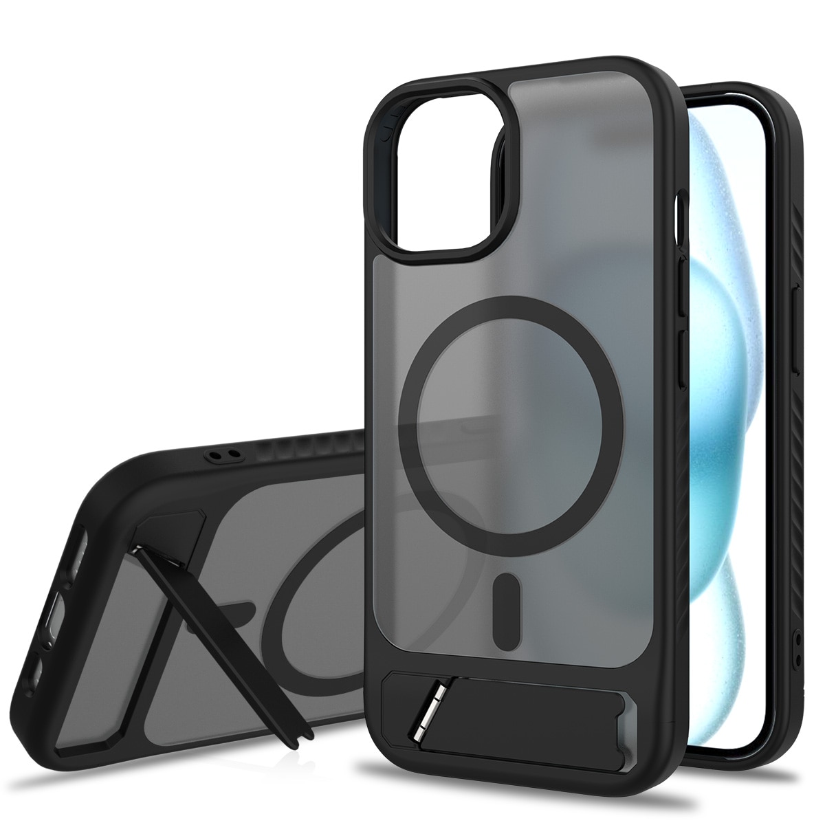 Magnetiskt Skal med Ställ iPhone 15 Svart