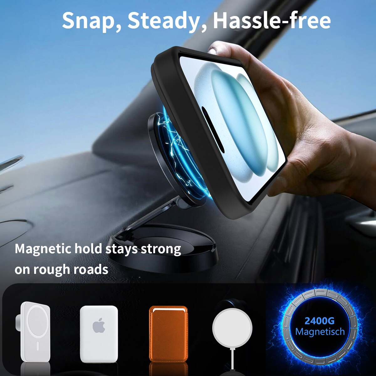 Magnetiskt Skal med Ställ iPhone 15 Svart
