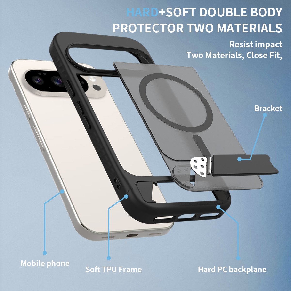 Magnetiskt Skal med Ställ Google Pixel 9 Pro Svart