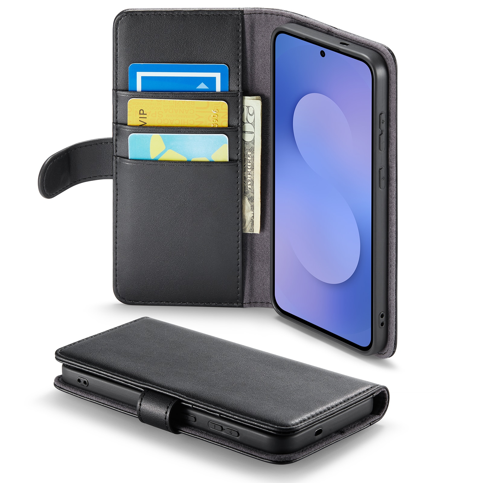 Äkta Läderfodral Samsung Galaxy S25 FE Svart