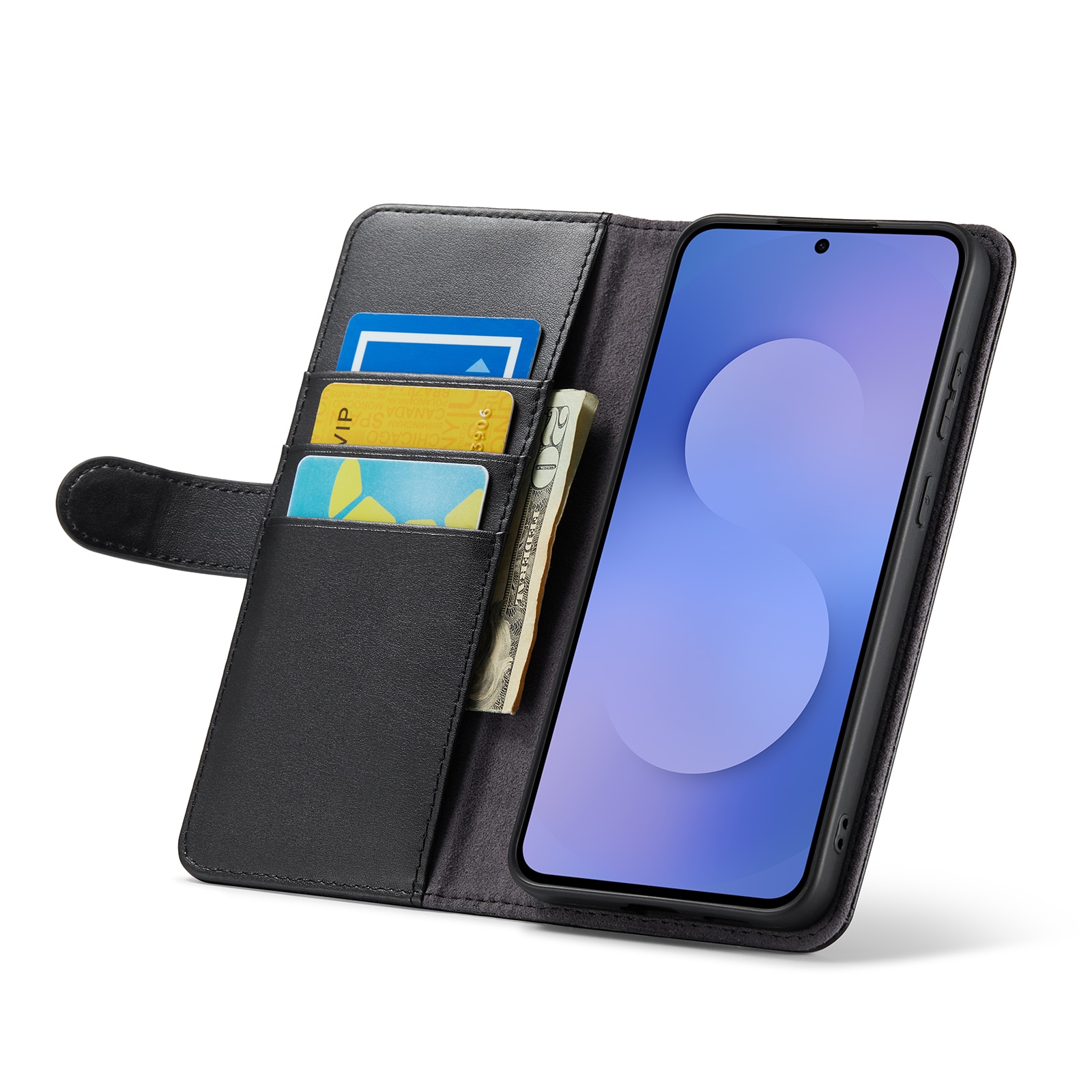 Äkta Läderfodral Samsung Galaxy S25 FE Svart