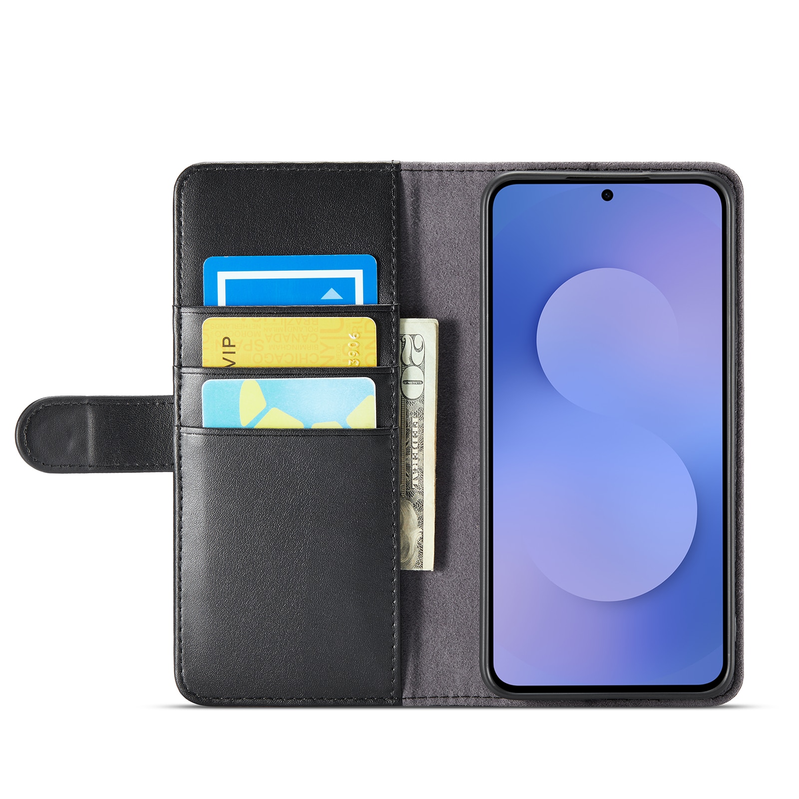 Äkta Läderfodral Samsung Galaxy S25 FE Svart