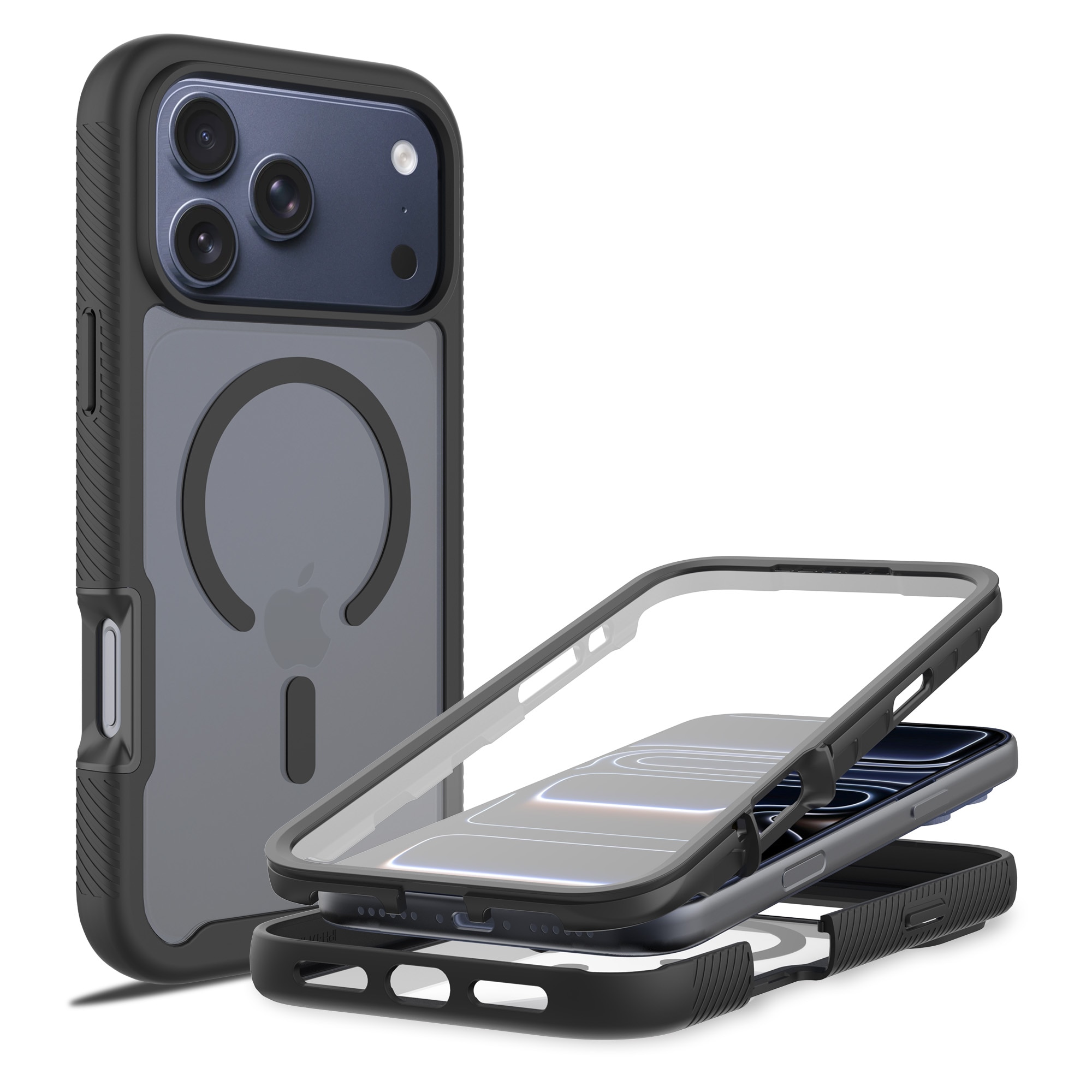 Full Protection Magnetic Case iPhone 17 Pro Svart/transparent