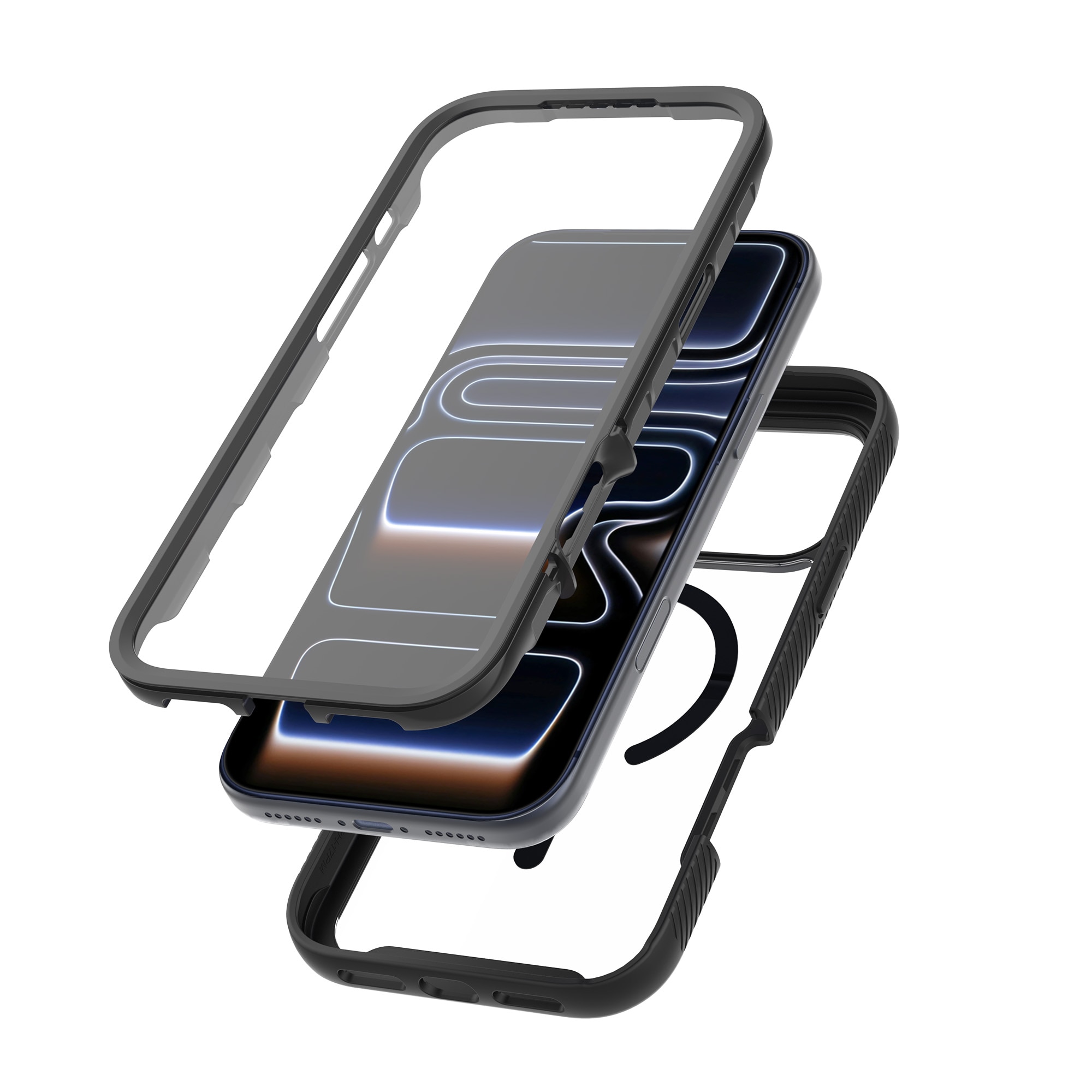 Full Protection Magnetic Case iPhone 17 Pro Svart/transparent