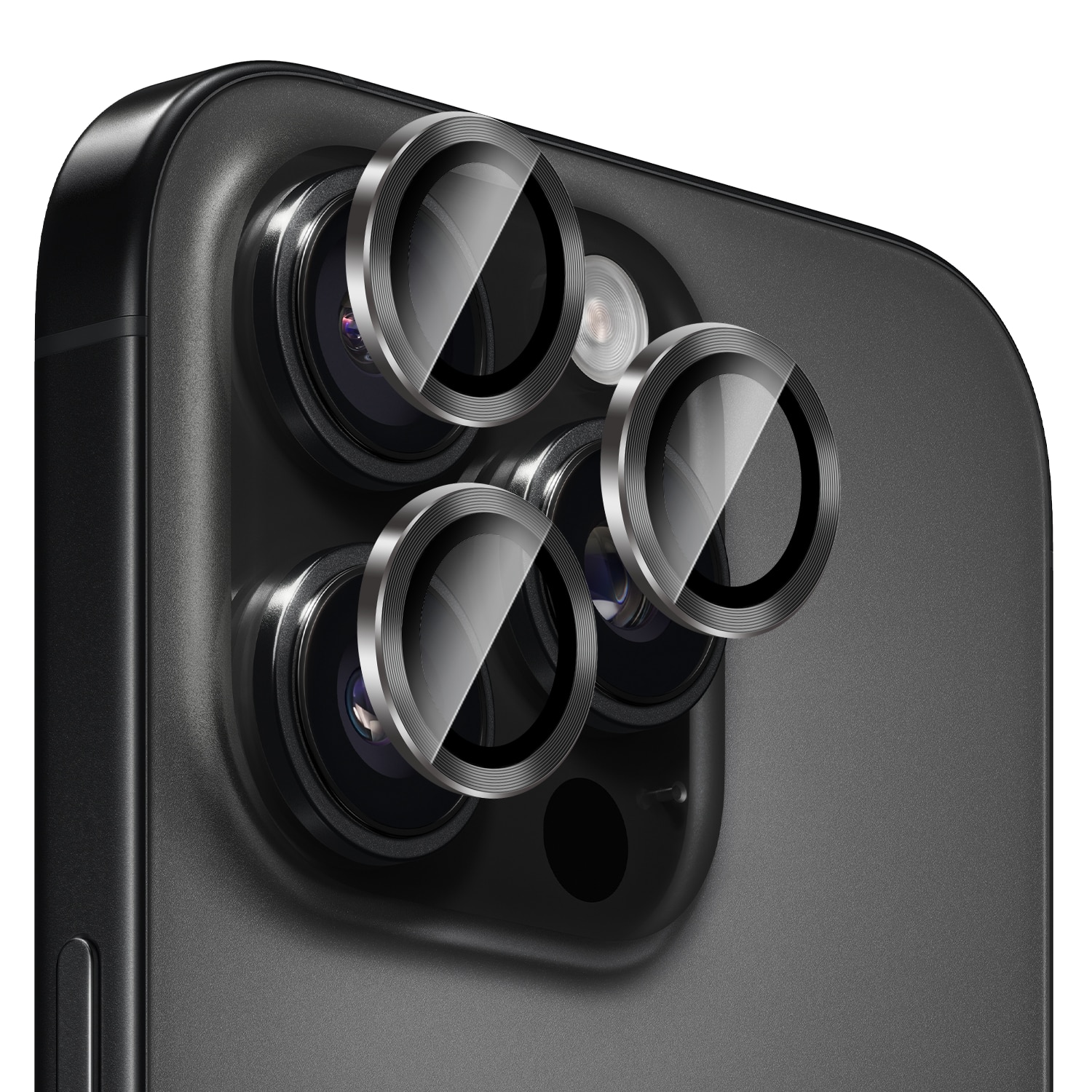 iPhone 15 Pro Max Linsskydd Metall Svart