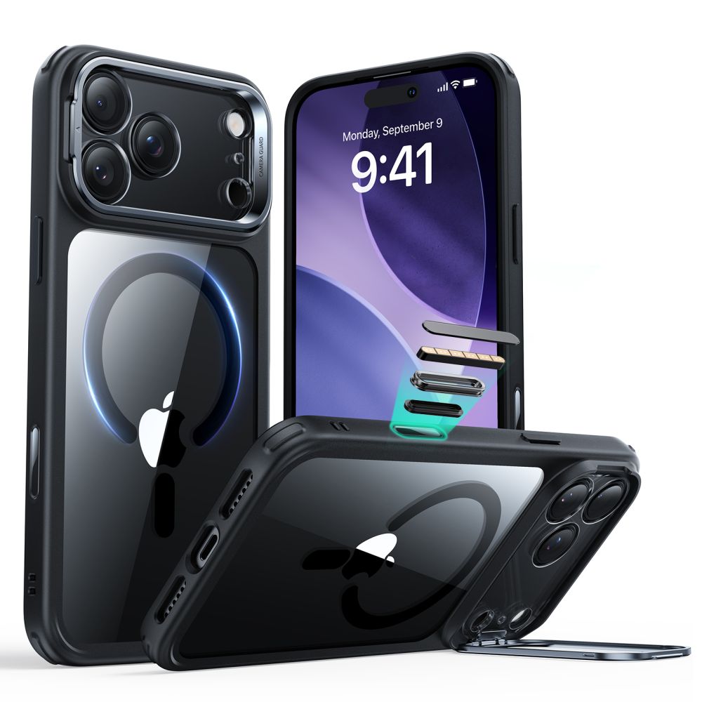 Classic Kickstand HaloLock MagSafe iPhone 17 Pro Max Svart/transparent