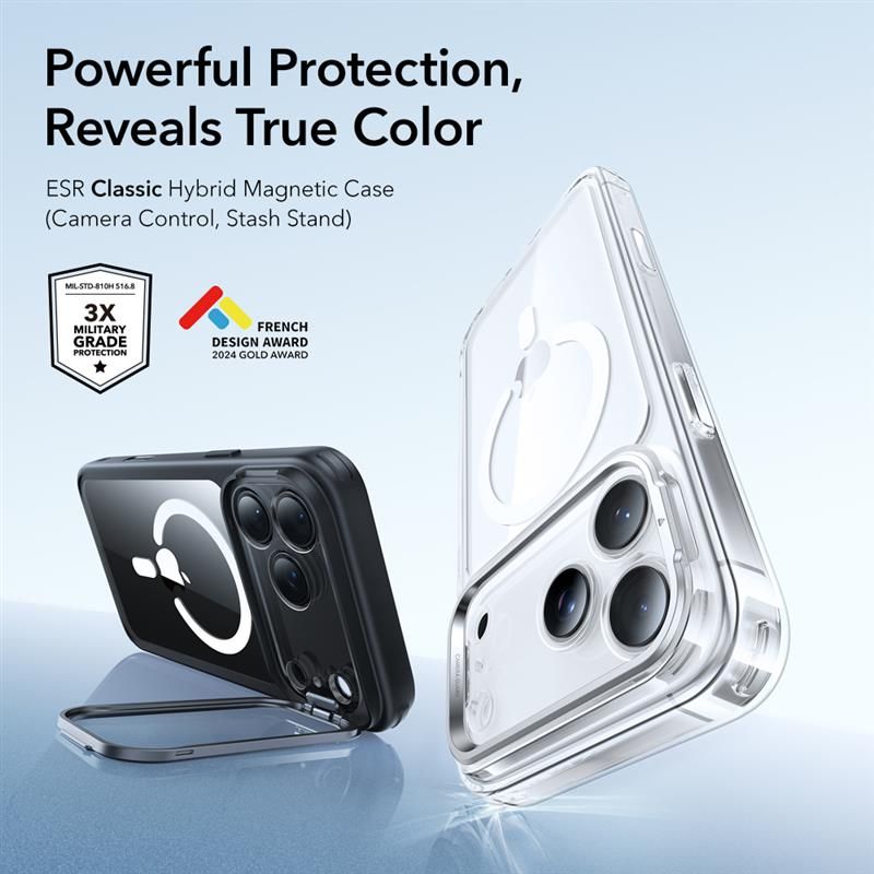 Classic Kickstand HaloLock MagSafe iPhone 17 Pro Max Svart/transparent