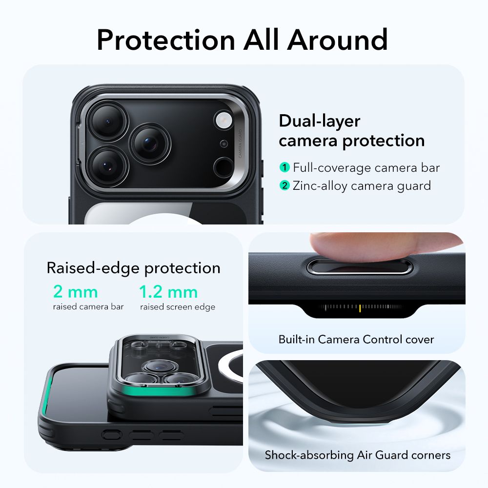 Classic Kickstand HaloLock MagSafe iPhone 17 Pro Max Svart/transparent
