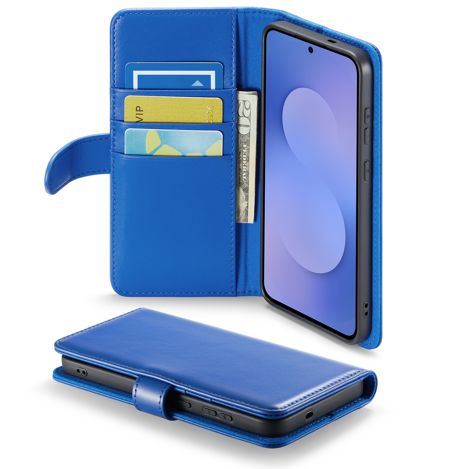 Äkta Läderfodral Samsung Galaxy S25 FE Blå