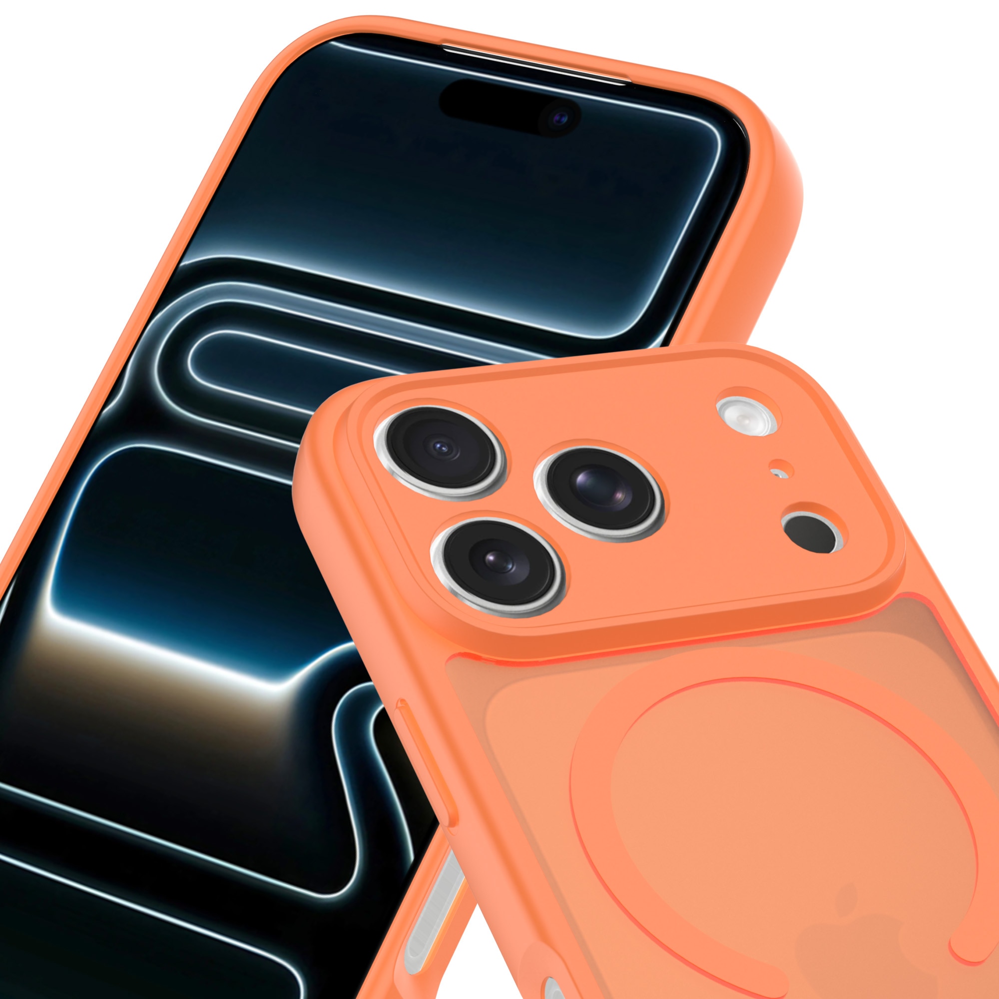 Magnetic Hybrid Skal iPhone 17 Pro Max Frosted Orange
