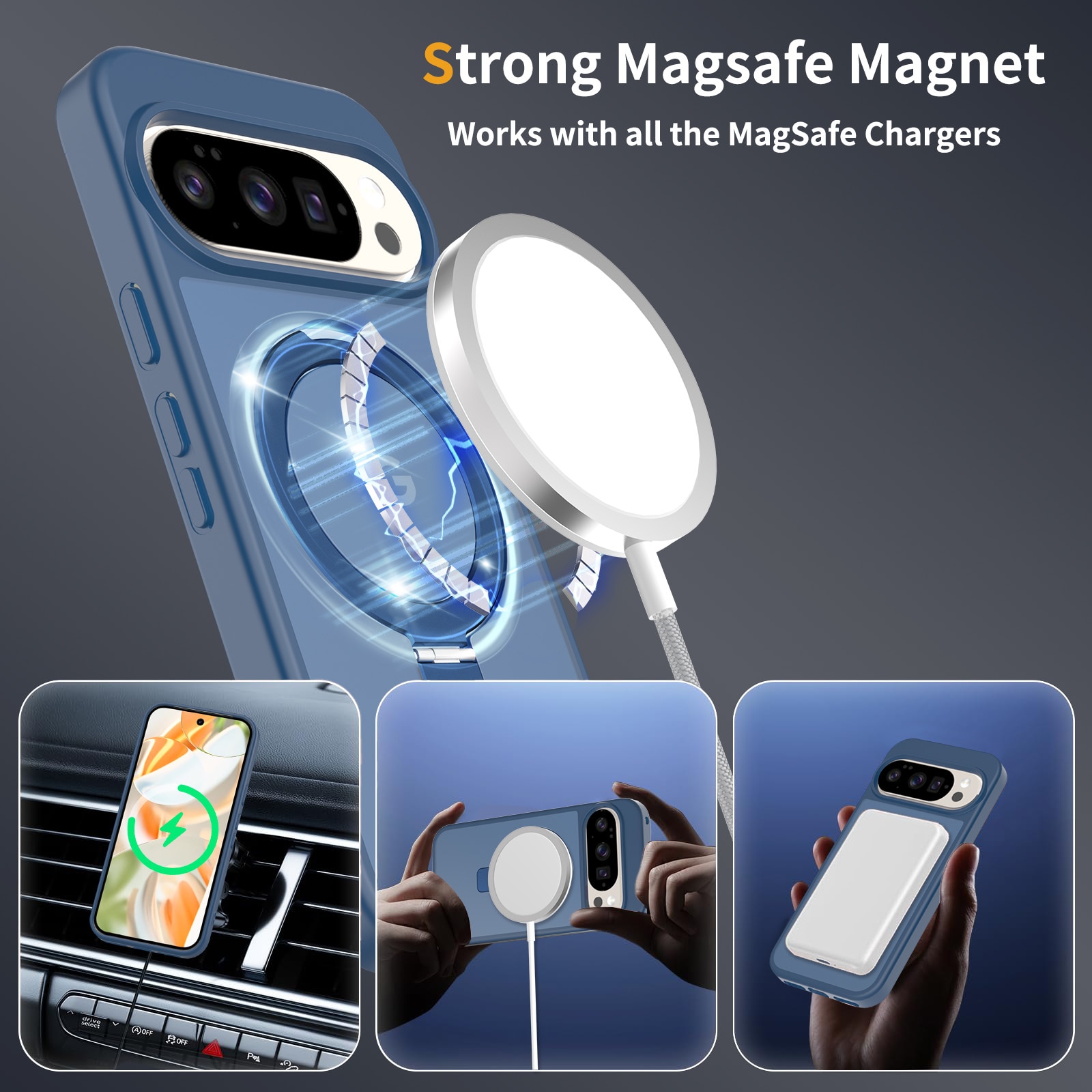 Hybridskal Magnetic Ring Google Pixel 9 Pro Mörkblå