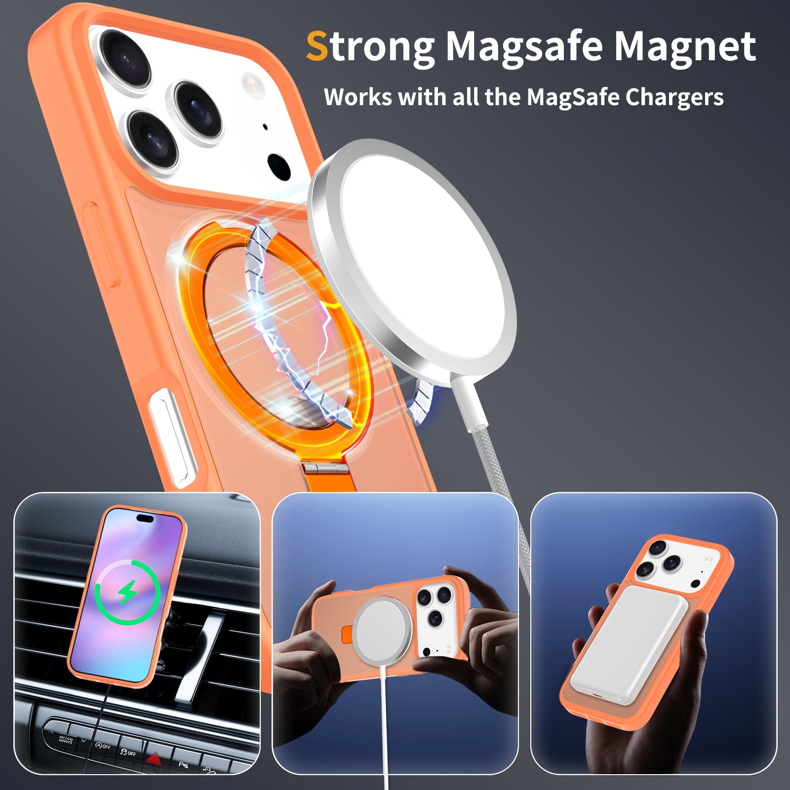 Hybridskal Magnetic Ring iPhone 17 Pro Max Orange