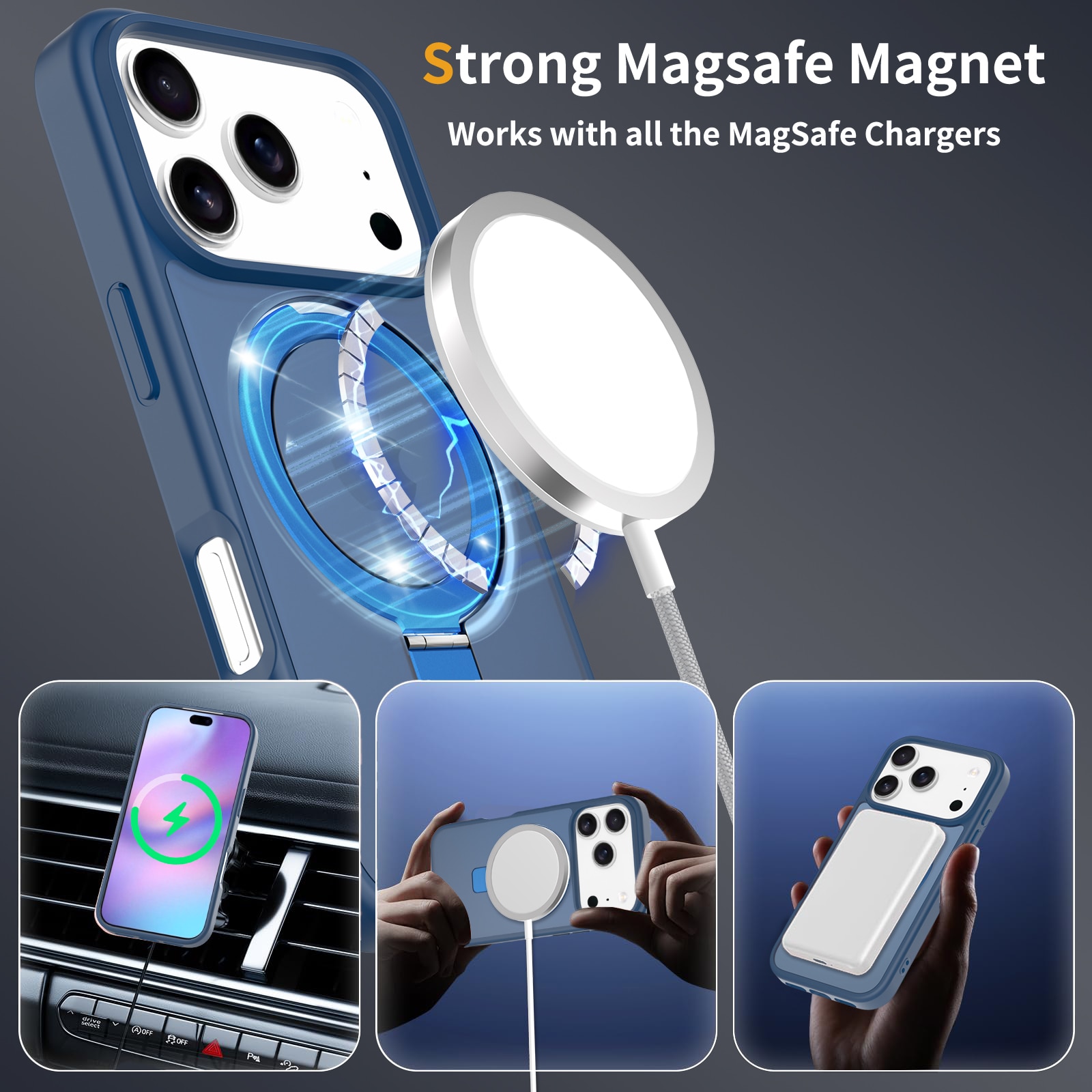 Hybridskal Magnetic Ring iPhone 17 Pro Mörkblå