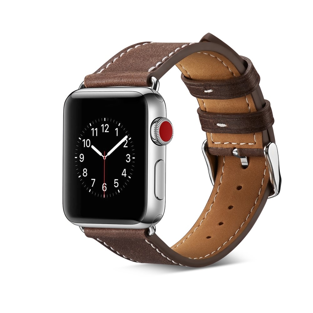 Läderarmband Apple Watch 42/44/45/49 mm brun
