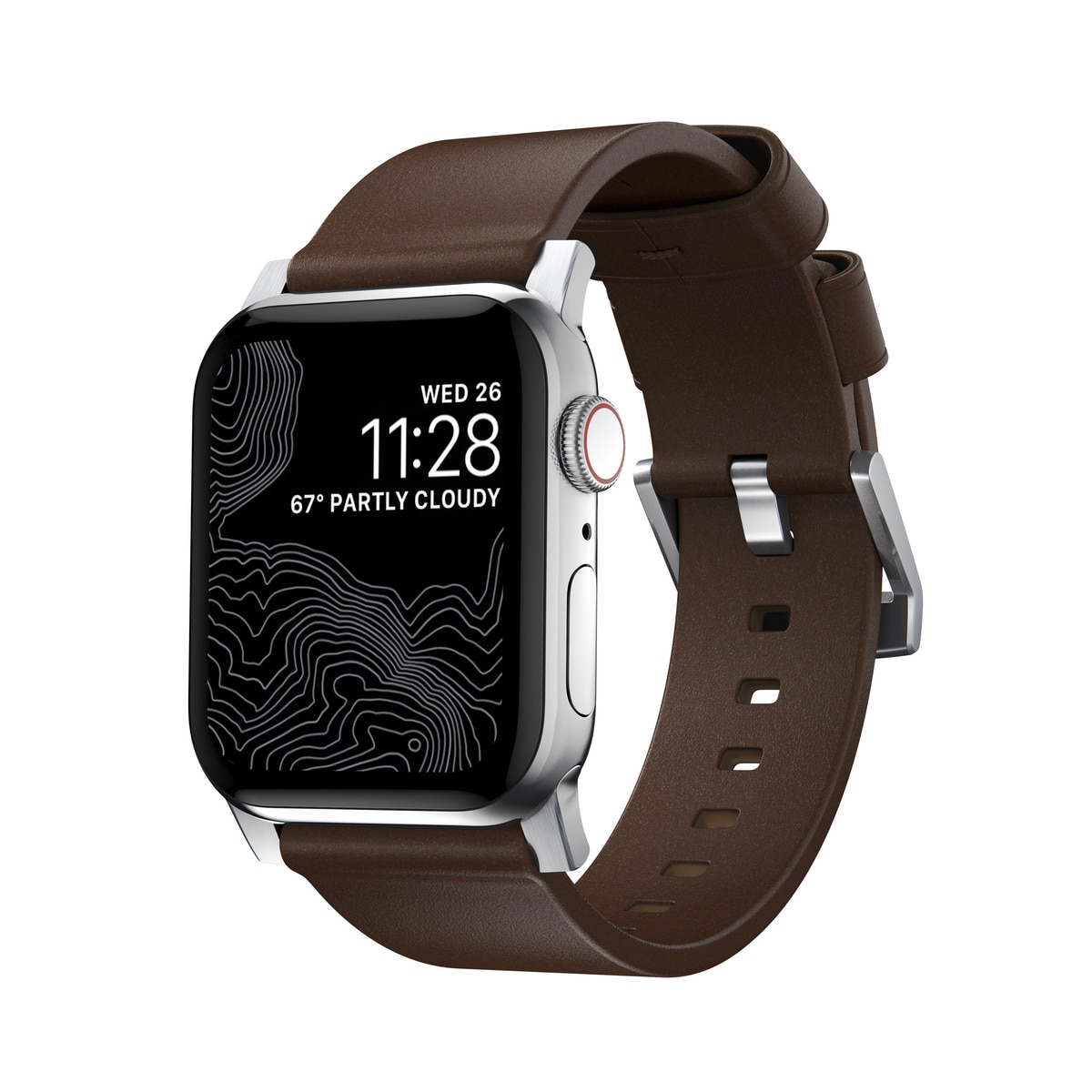 Apple Watch 41mm Series 7 Modern Band Horween Leather Rustic Brown (Silver Hardware)