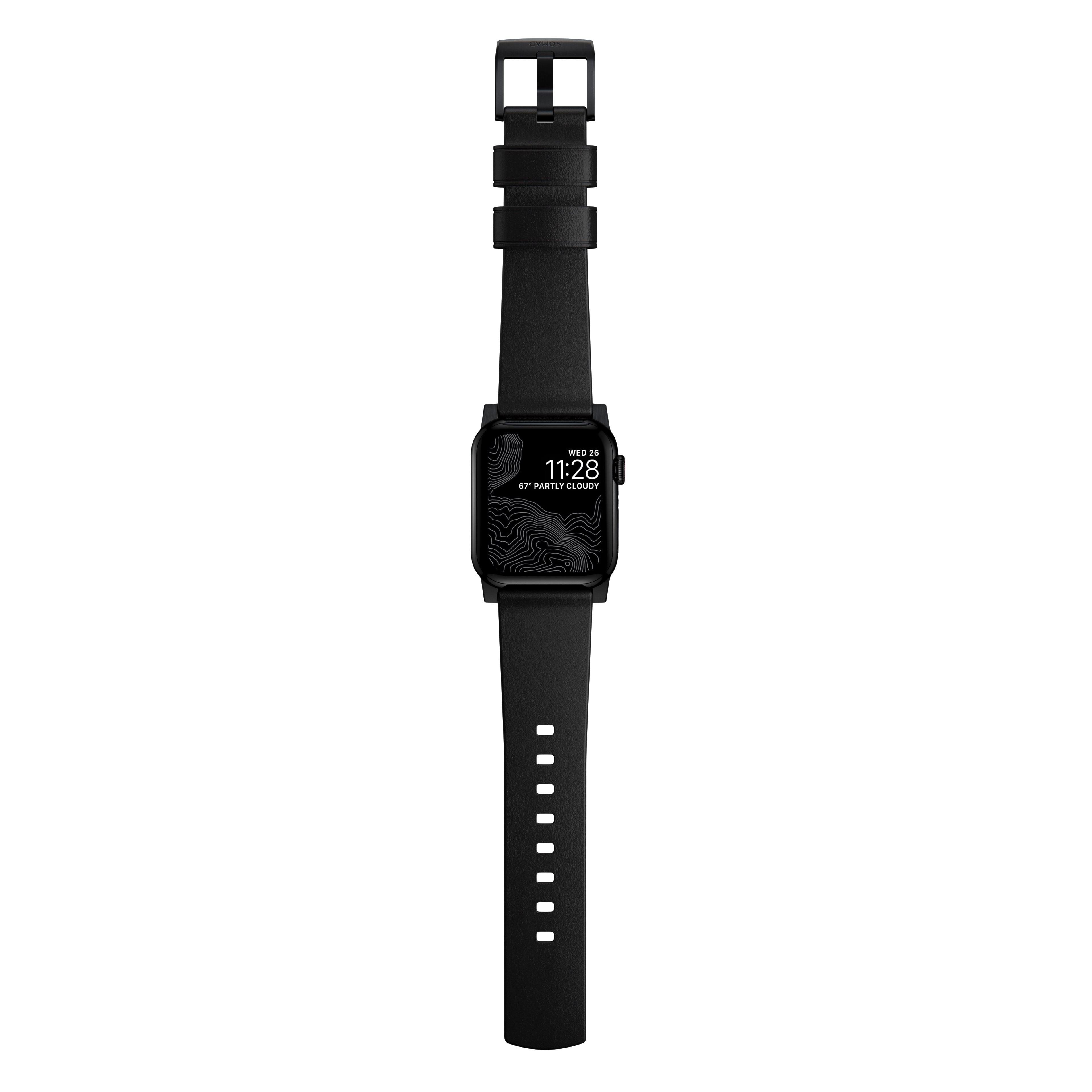 Apple Watch SE 44mm Modern Band Horween Leather Black (Black Hardware)