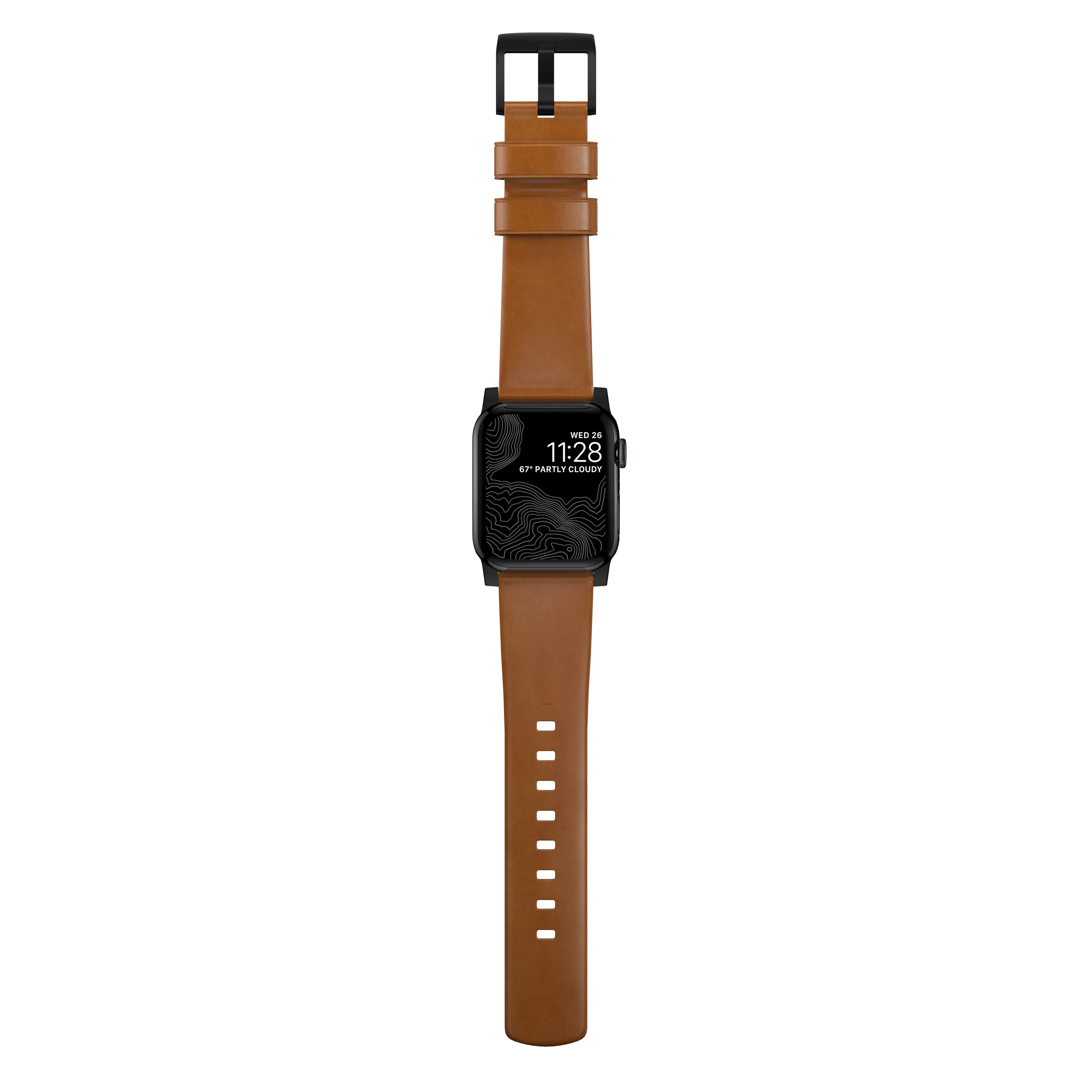 Apple Watch Ultra 49mm Modern Leather Band English Tan (Black Hardware)