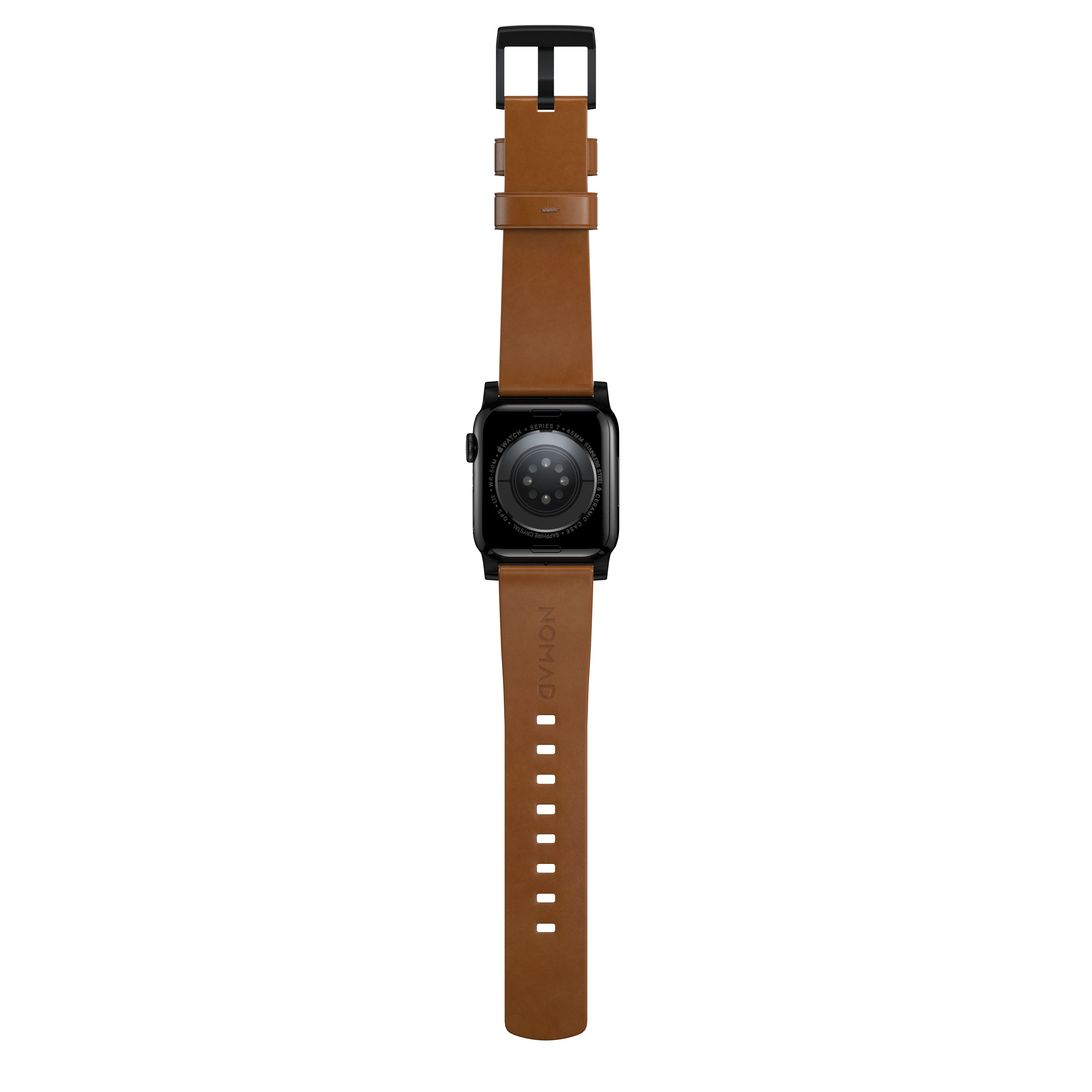 Apple Watch Ultra 49mm Modern Leather Band English Tan (Black Hardware)