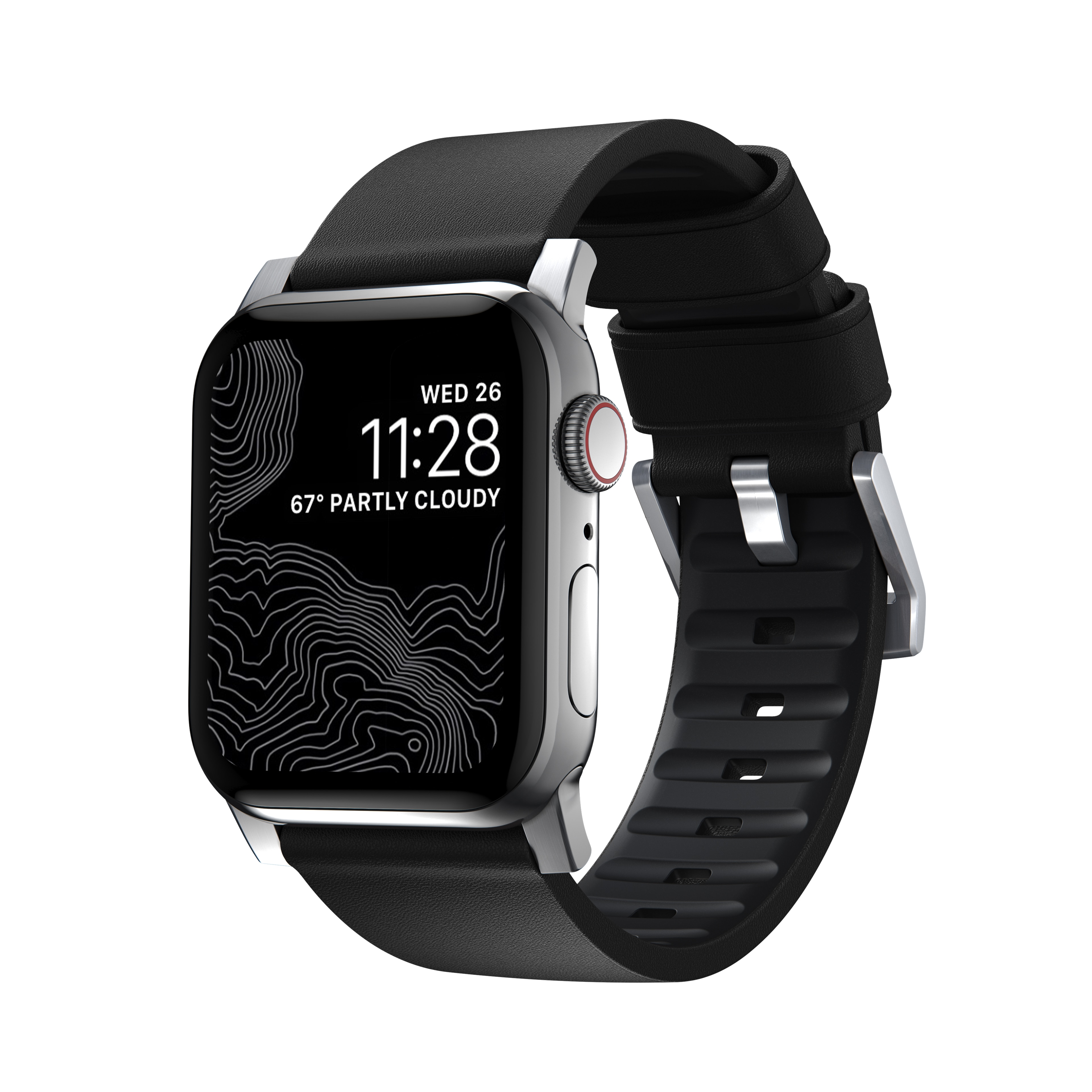 Active Band Pro Apple Watch 45mm Series 9 Black (Silver Hardware)