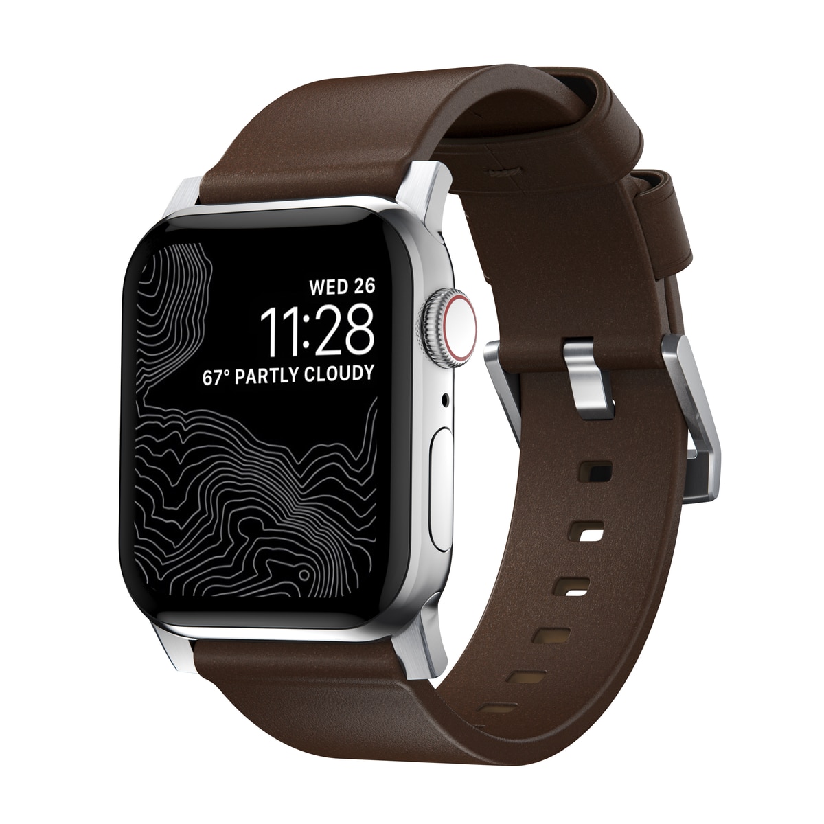 Apple Watch Series 10 46mm Modern Band Horween Leather Rustic Brown (Silver Hardware)