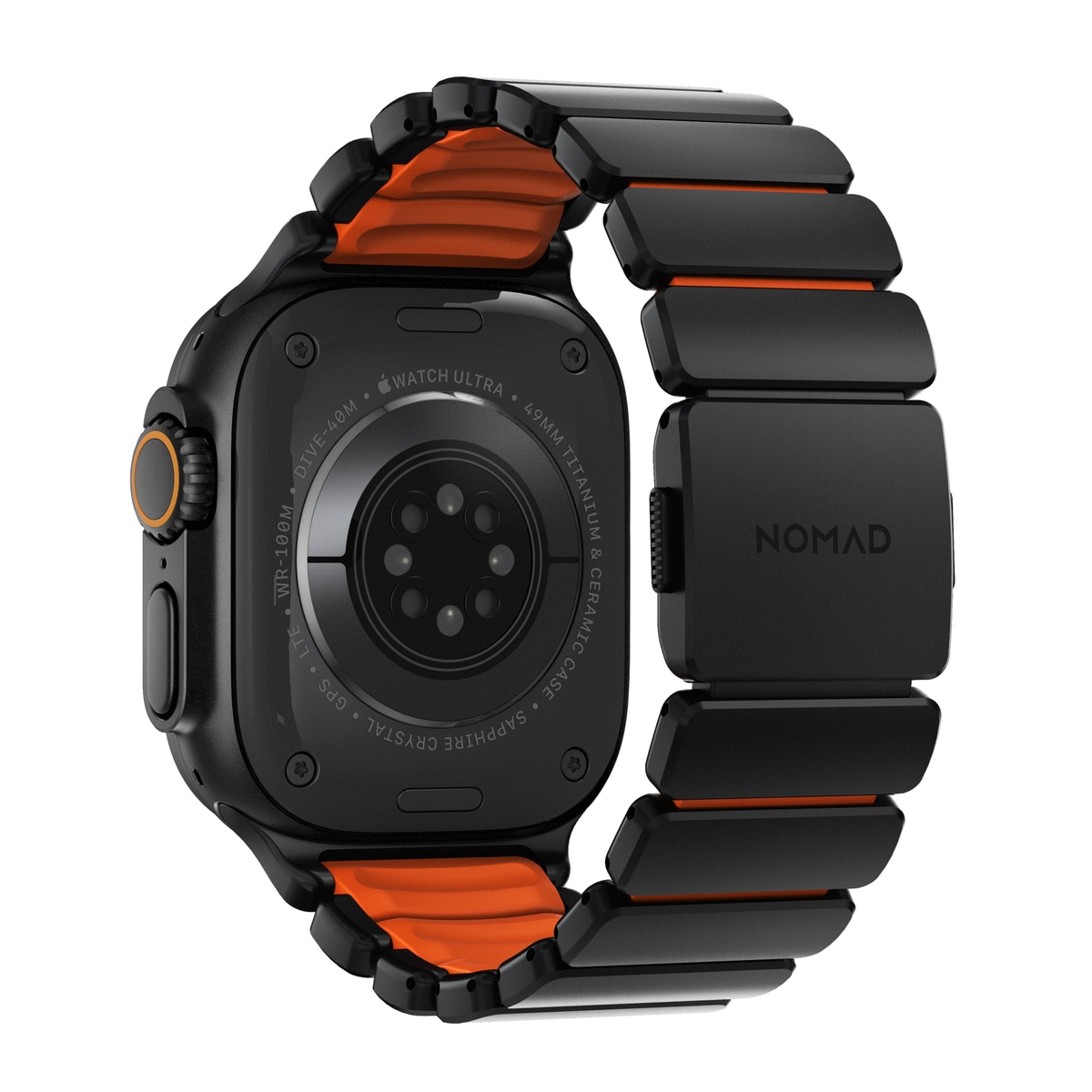 Stratos Band Apple Watch Series 8 45mm Black Titanium - Ultra Orange