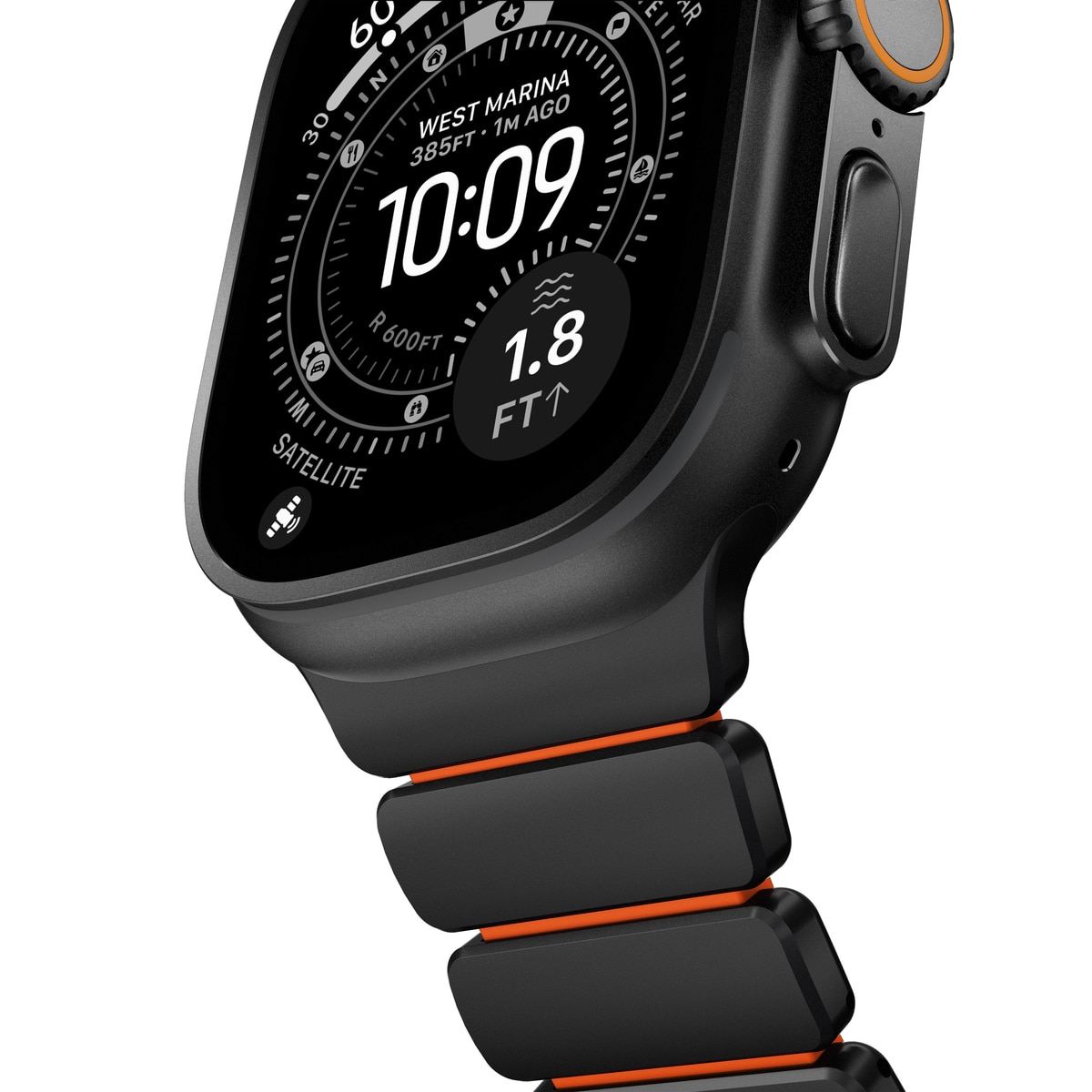 Stratos Band Apple Watch Series 8 45mm Black Titanium - Ultra Orange
