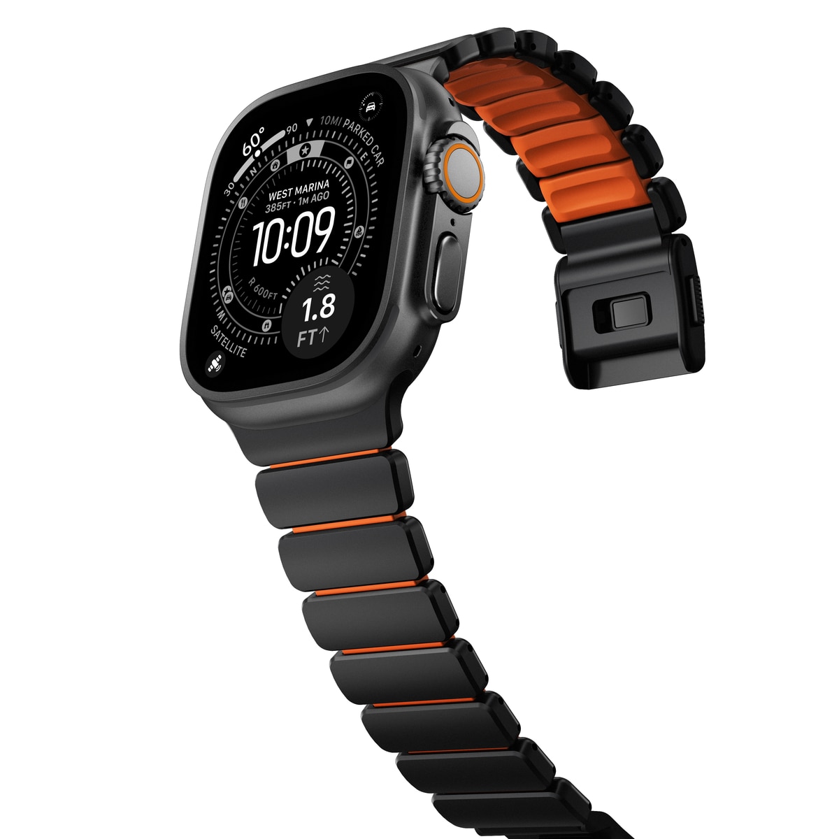 Stratos Band Apple Watch Series 8 45mm Black Titanium - Ultra Orange