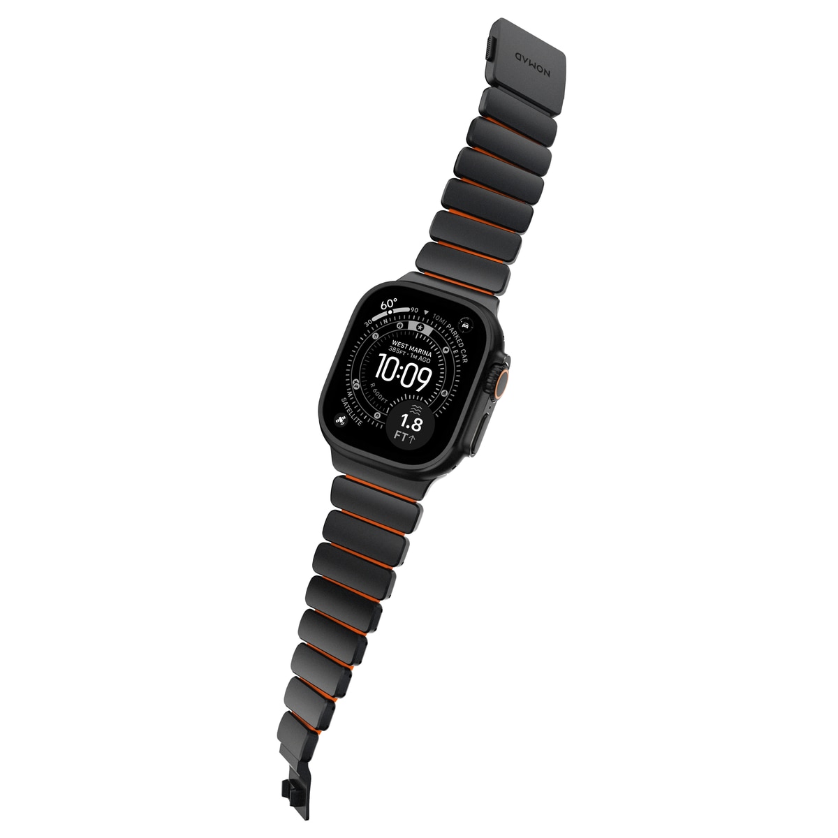 Stratos Band Apple Watch Series 8 45mm Black Titanium - Ultra Orange