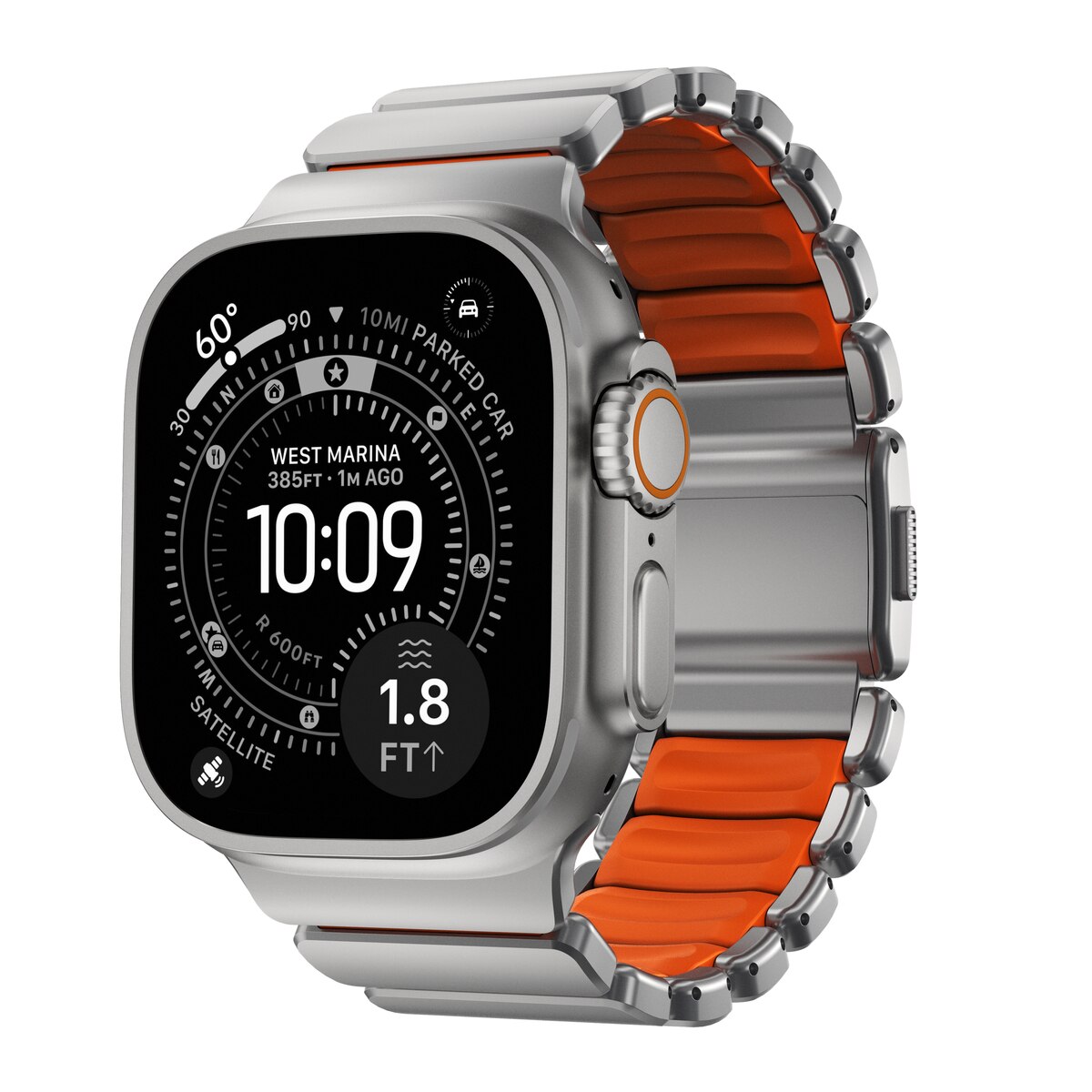 Stratos Band Apple Watch Series 8 45mm Black Titanium - Ultra Orange