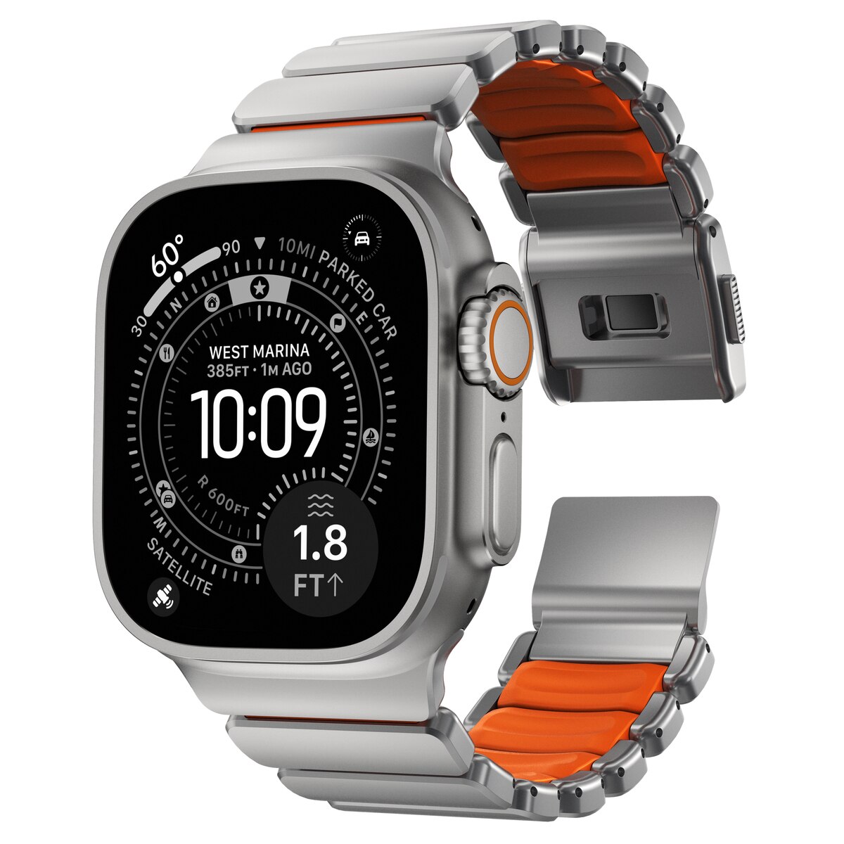 Stratos Band Apple Watch Series 8 45mm Black Titanium - Ultra Orange