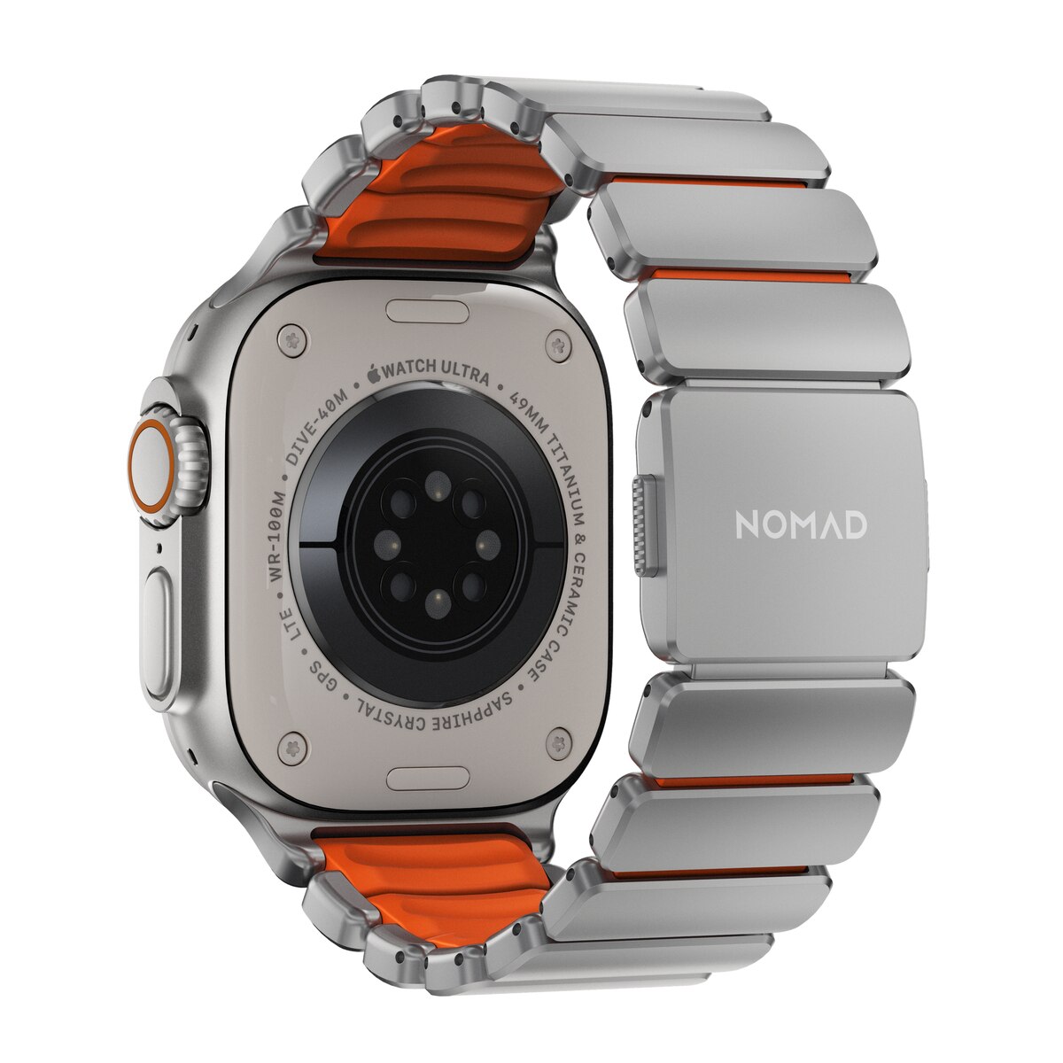 Stratos Band Apple Watch Series 8 45mm Black Titanium - Ultra Orange