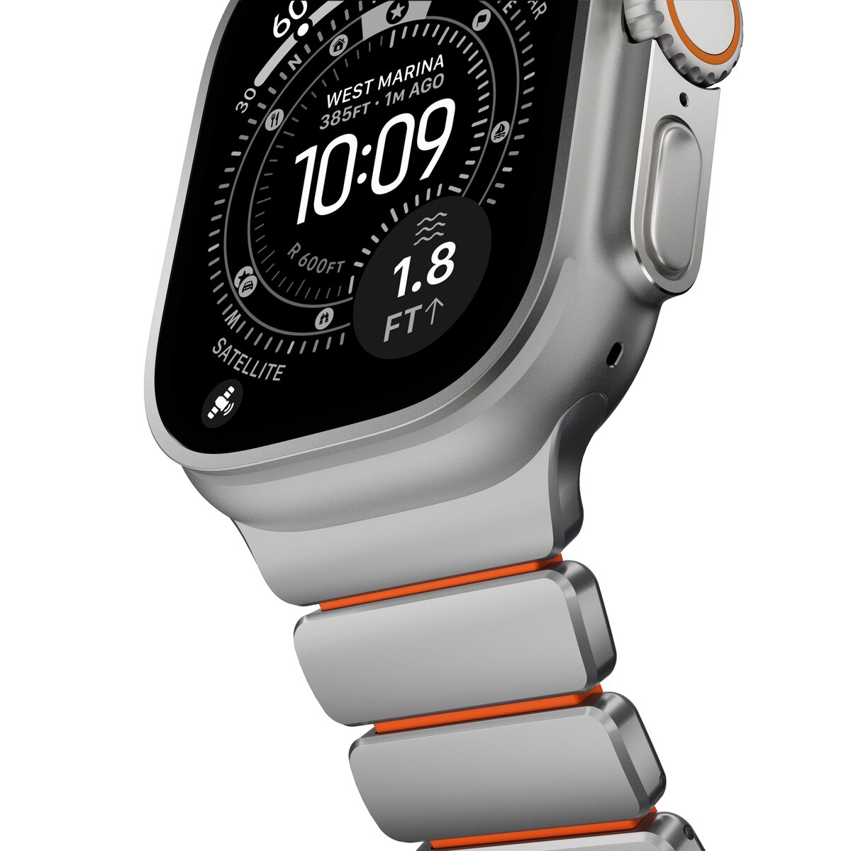 Stratos Band Apple Watch Series 8 45mm Black Titanium - Ultra Orange