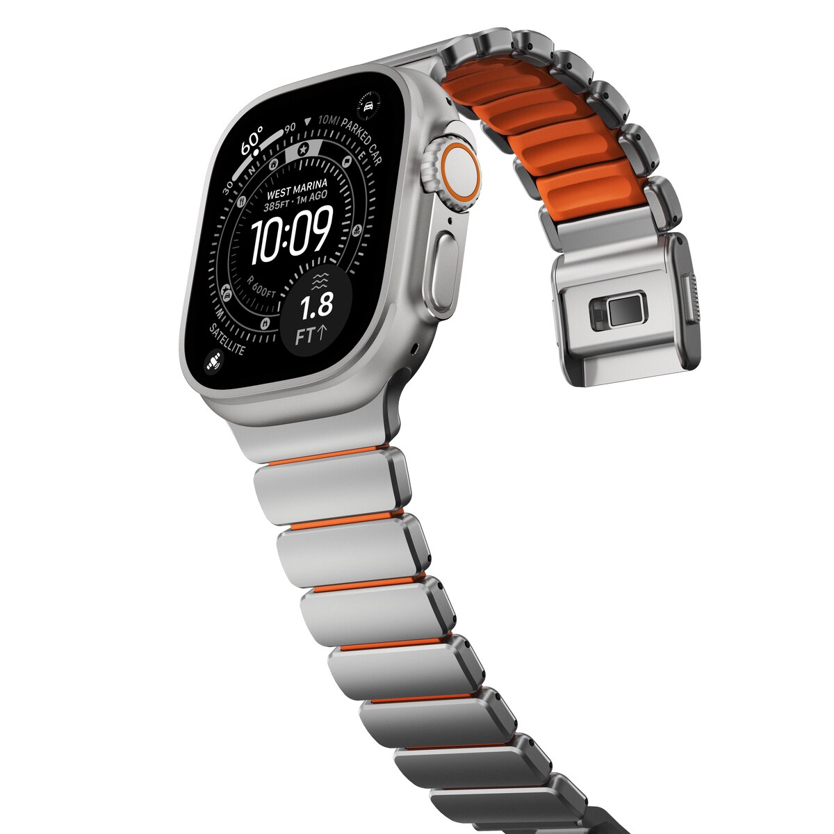 Stratos Band Apple Watch Series 8 45mm Black Titanium - Ultra Orange