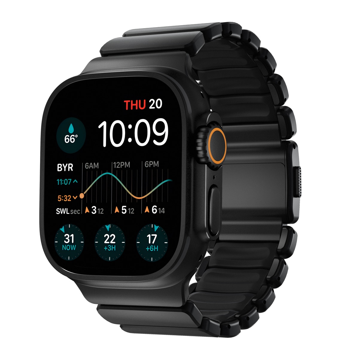 Stratos Band Apple Watch Series 8 45mm Black Titanium - Black