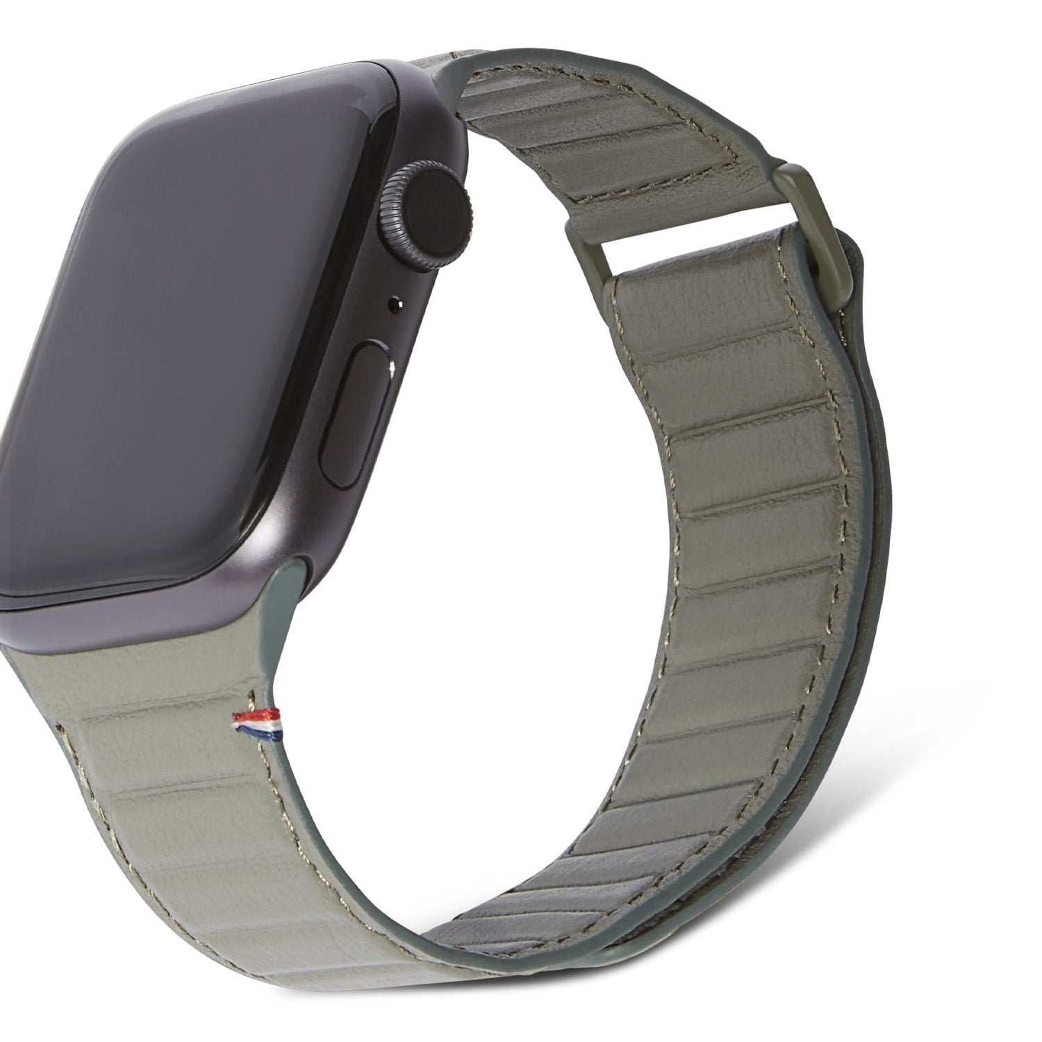 Leather Magnetic Traction Strap Apple Watch 45mm Series 7 Olive