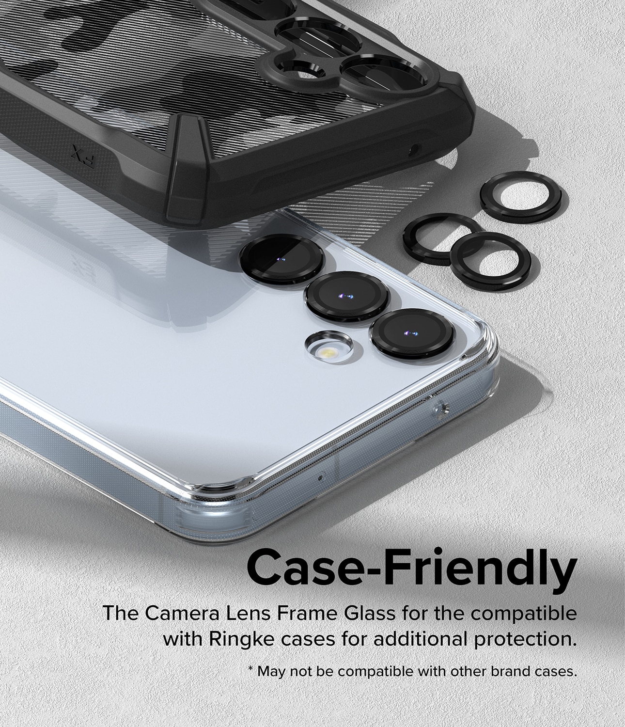 Camera Lens Frame Glass Samsung Galaxy A55 Svart