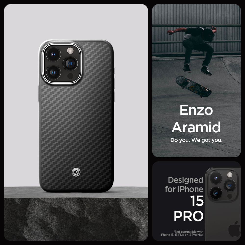 iPhone 15 Pro Skal Enzo Aramid MagSafe Black