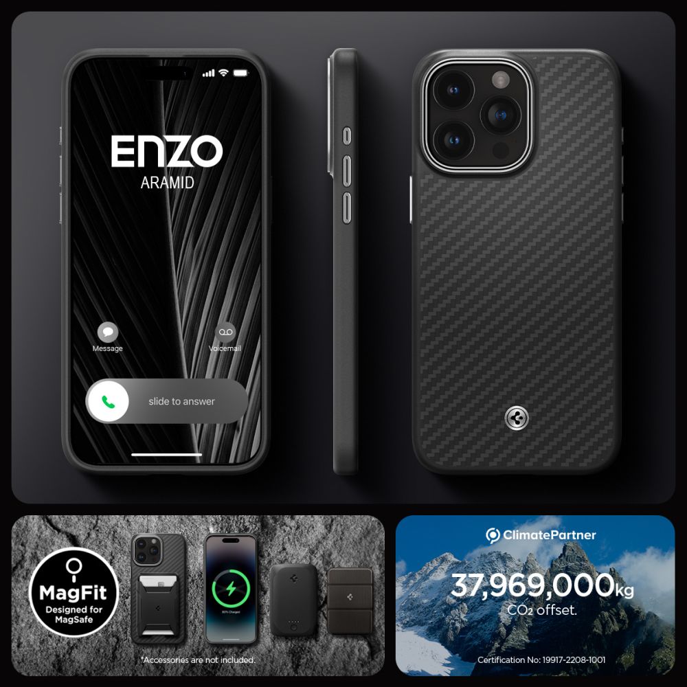 iPhone 15 Pro Skal Enzo Aramid MagSafe Black