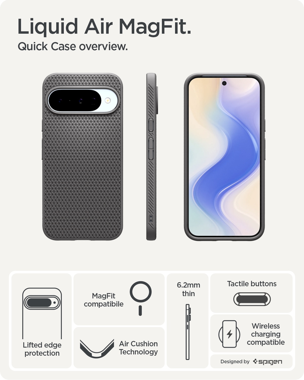 Google Pixel 10 Pro Case Liquid Air MagSafe Marble Gray
