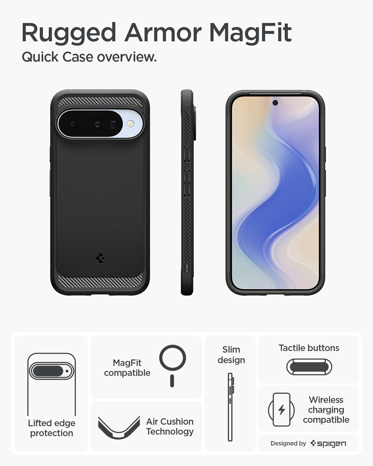 Google Pixel 10 Pro Case Rugged Armor MagSafe Black