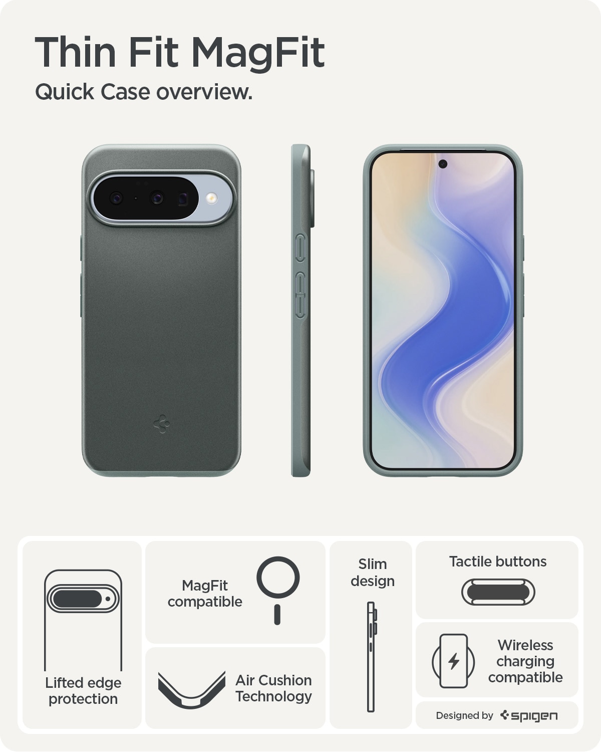 Google Pixel 10 Case Thin Fit MagSafe Sage Green